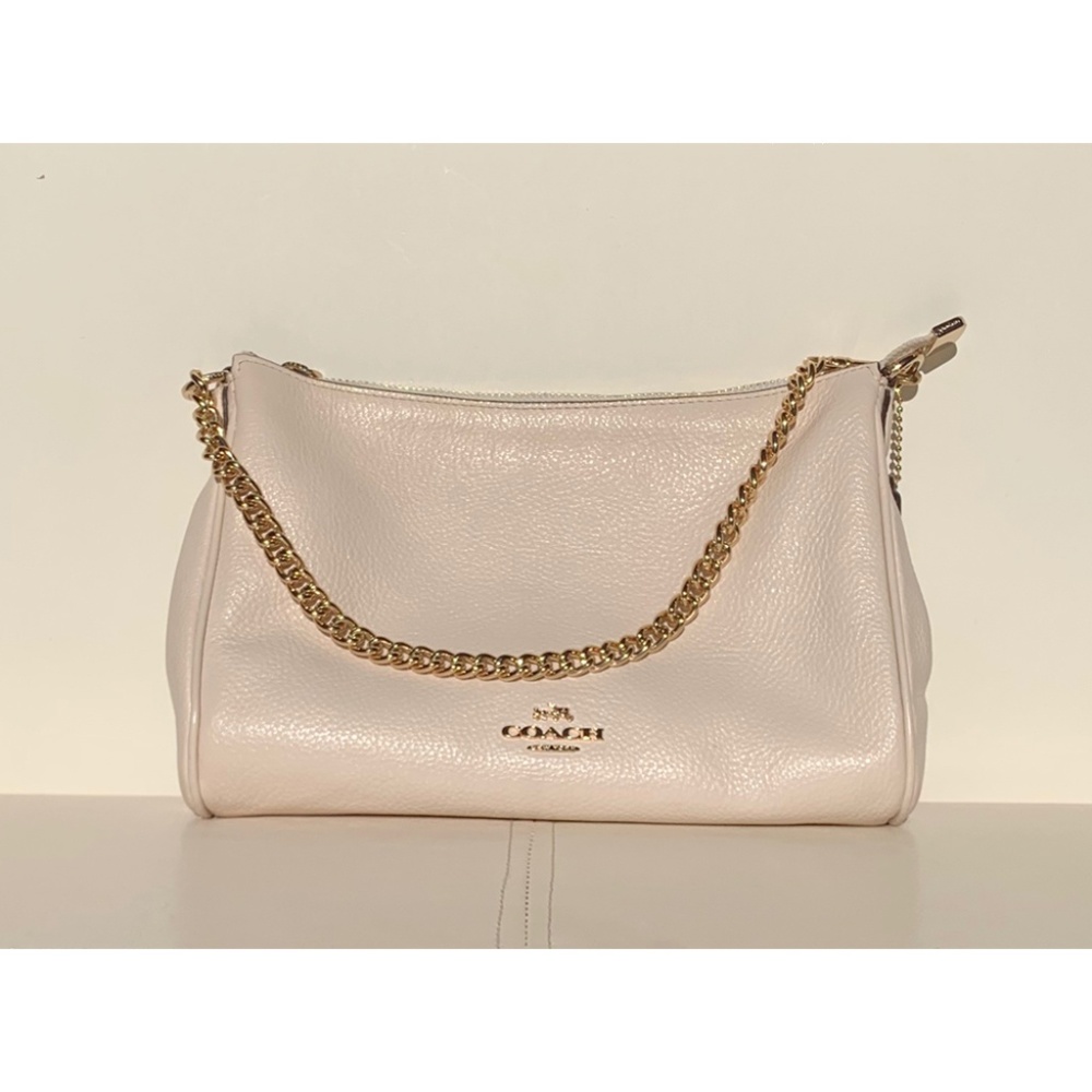 Coach Carrie Pebble Leather Crossbody in Chalk